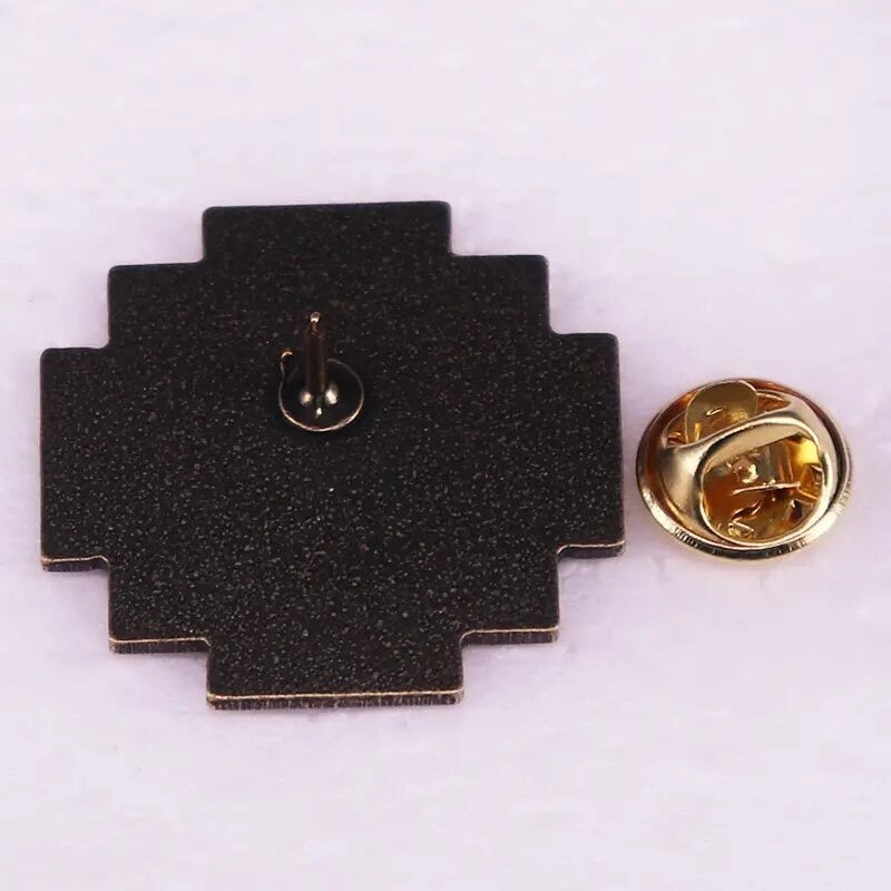 Retro Durga Yantra Enamel Pin Brooch Metal Pin Badge - Sacred Symbols Jewelry Indian Meditative Geometric Art