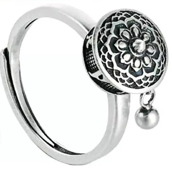Anti Stress Anxiety Mandala Flower Fidget Spinning Finger Ring -  Adjustable Spinner Ring Boho Indian Hippy Jewelry