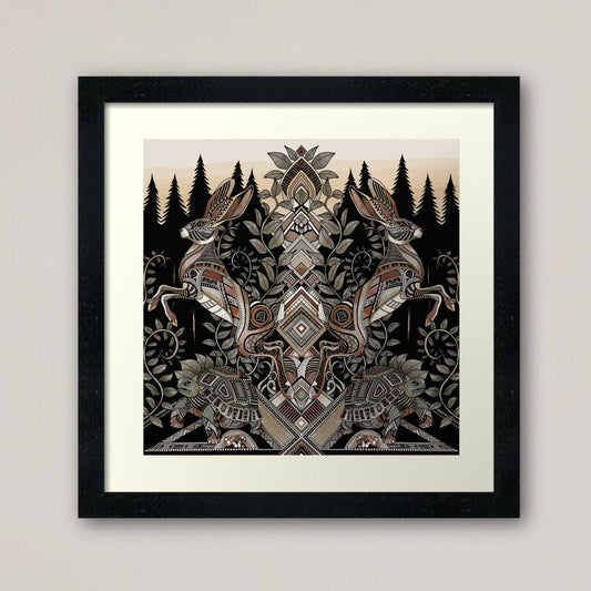The Tortoise and the Hare winners podium print - retro aesops fables geometric zentangle hare tribal animal Illustration nature print/poster
