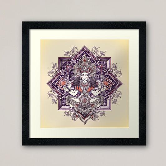 Lakshmi Hindu Goddess Mandala print - retro geometric zentangle tribal yoga Illustration nature print/poster